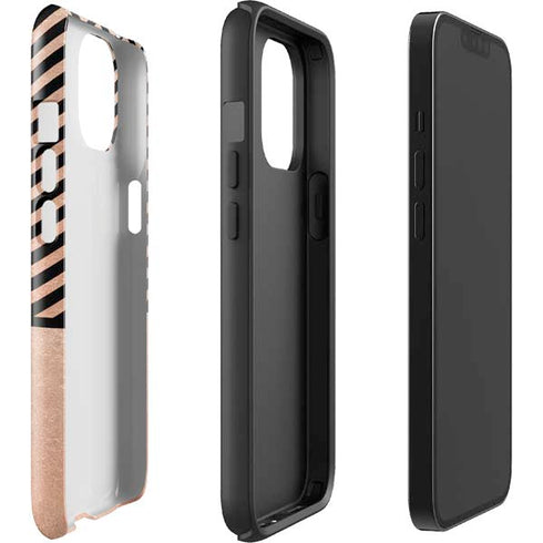 Rose Gold Chevron Split iPhone 15 Plus Impact Case