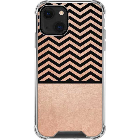 Rose Gold Chevron Split iPhone 15 Plus Clear Case