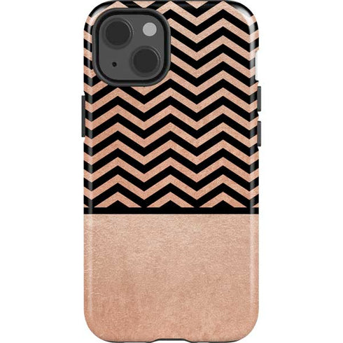 Rose Gold Chevron Split iPhone 15 Impact Case
