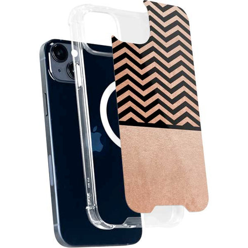 Rose Gold Chevron Split iPhone 14 Plus MagSafe Case