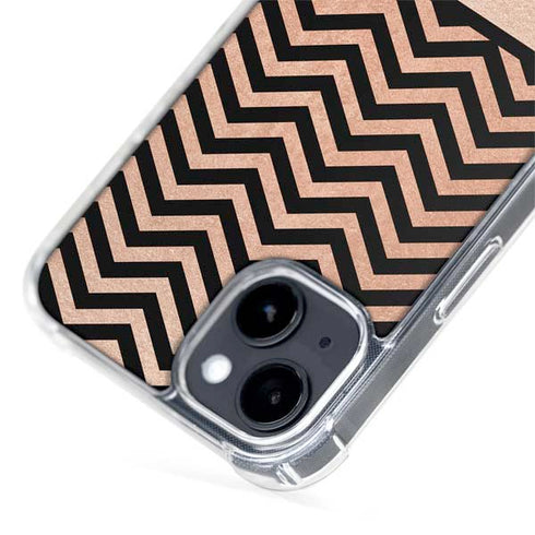Rose Gold Chevron Split iPhone 15 Plus MagSafe Case