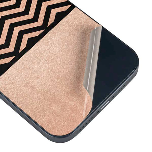 Rose Gold Chevron Split iPhone 14 Plus Skin