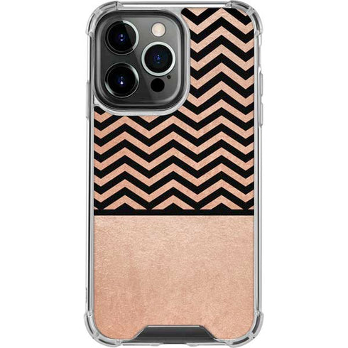 Rose Gold Chevron Split iPhone 14 Pro Clear Case