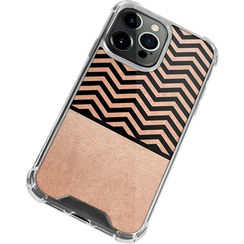 Rose Gold Chevron Split iPhone 14 Pro Clear Case