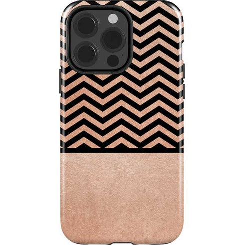 Rose Gold Chevron Split iPhone 15 Pro Impact Case