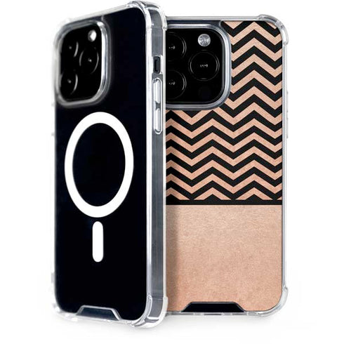 Rose Gold Chevron Split iPhone 15 Pro MagSafe Case