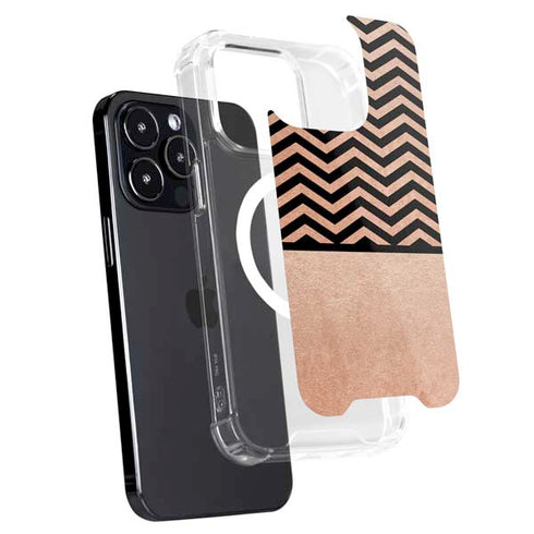 Rose Gold Chevron Split iPhone 14 Pro MagSafe Case