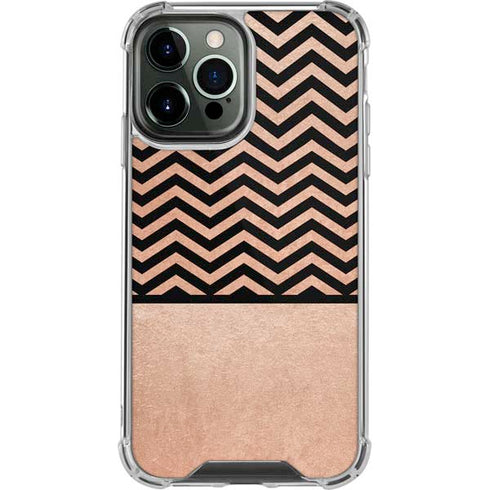 Rose Gold Chevron Split iPhone 14 Pro Max Clear Case