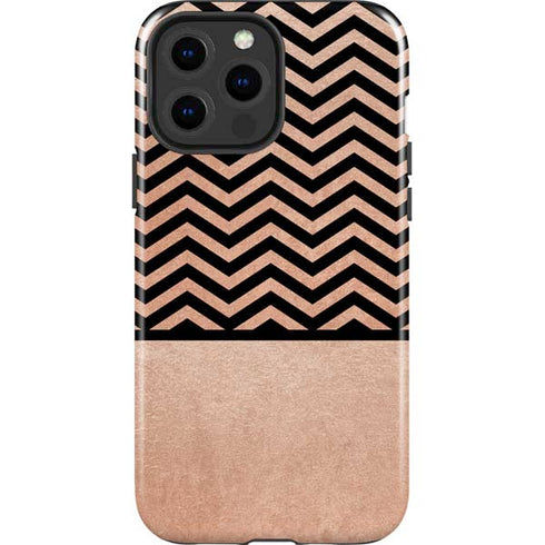 Rose Gold Chevron Split iPhone 15 Pro Max Impact Case