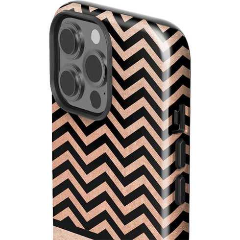 Rose Gold Chevron Split iPhone 15 Pro Max Impact Case