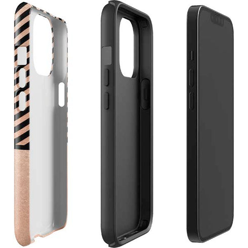 Rose Gold Chevron Split iPhone 14 Pro Max Impact Case