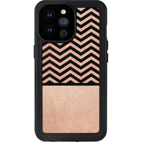 Rose Gold Chevron Split iPhone 14 Pro Max Waterproof Case