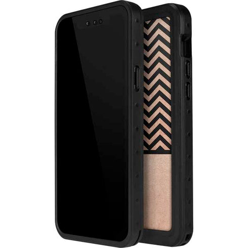 Rose Gold Chevron Split iPhone 14 Pro Max Waterproof Case