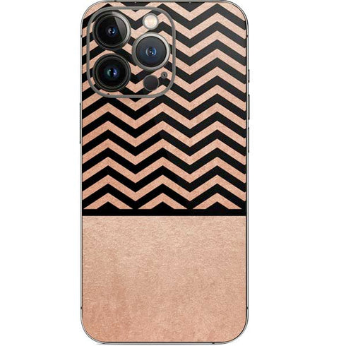 Rose Gold Chevron Split iPhone 14 Pro Skin
