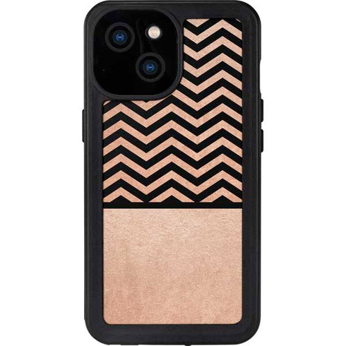 Rose Gold Chevron Split iPhone 15 Waterproof Case