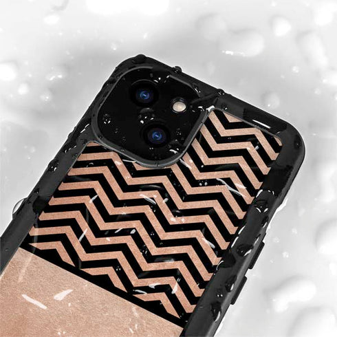 Rose Gold Chevron Split iPhone 15 Waterproof Case
