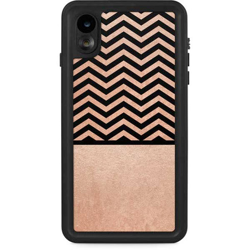 Rose Gold Chevron Split iPhone XR Waterproof Case