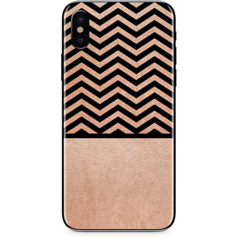 Rose Gold Chevron Split iPhone XS Skin