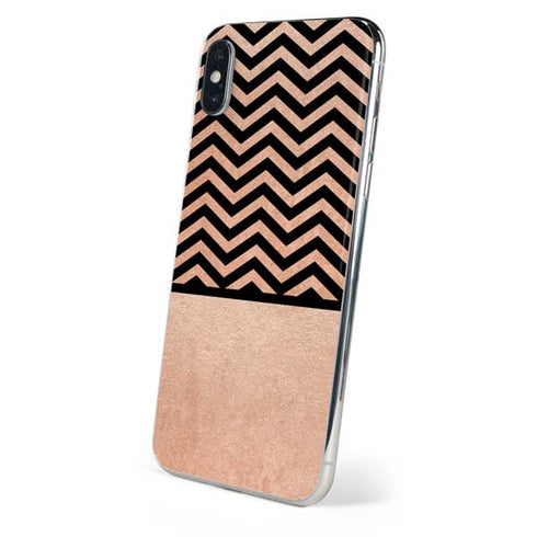 Rose Gold Chevron Split iPhone XS Skin
