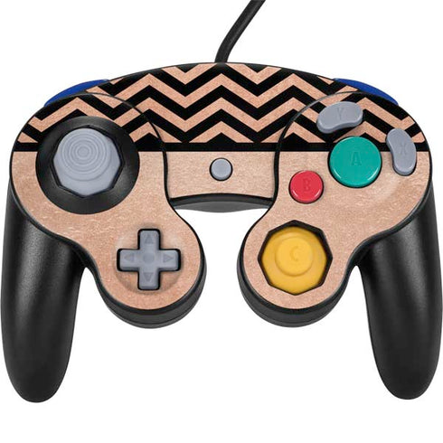 Rose Gold Chevron Split Nintendo GameCube Controller Skin