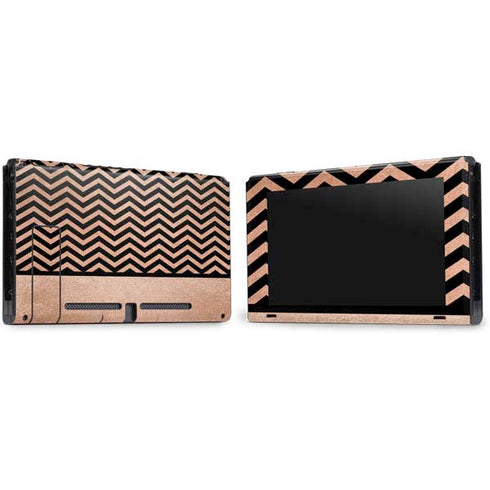 Rose Gold Chevron Split Nintendo Switch Bundle Skin