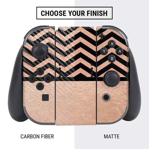 Rose Gold Chevron Split Nintendo Switch Bundle Skin