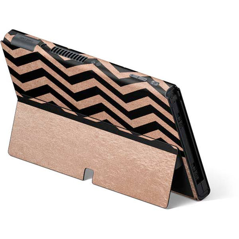 Rose Gold Chevron Split Nintendo Switch OLED (2021) Skin