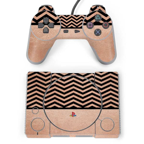 Rose Gold Chevron Split PlayStation Classic Bundle Skin