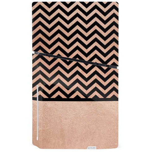 Rose Gold Chevron Split PS5 Slim Disk Bundle Skin
