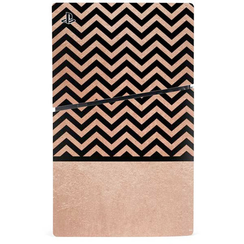 Rose Gold Chevron Split PS5 Slim Digital Edition Bundle Skin