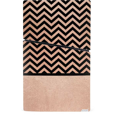 Rose Gold Chevron Split PS5 Slim Digital Edition Bundle Skin