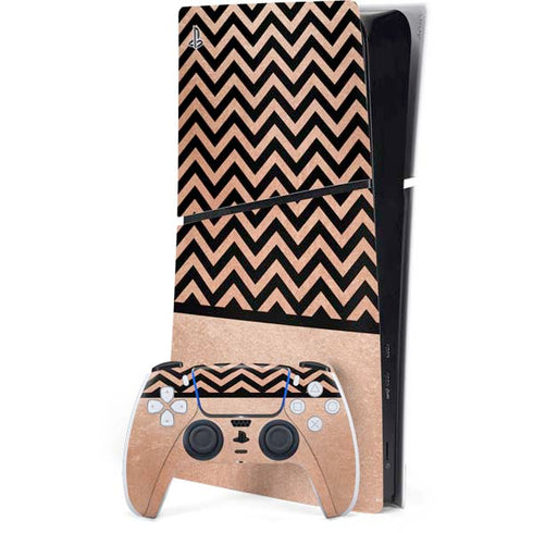 Rose Gold Chevron Split PS5 Slim Digital Edition Console Skin