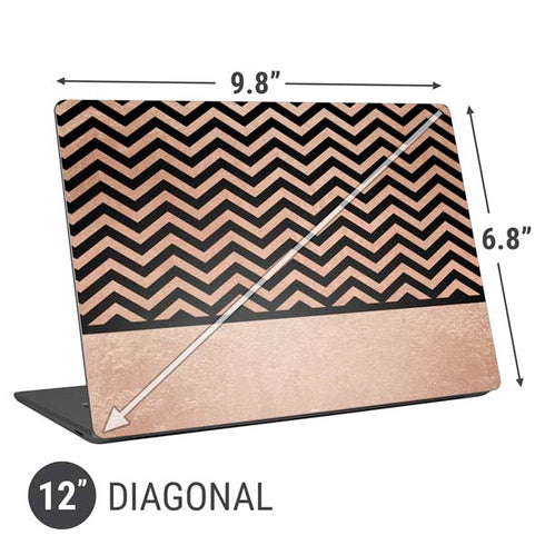 Rose Gold Chevron Split Universal Laptop 12in (9.8 x 6.8in) Skin