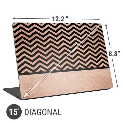 Rose Gold Chevron Split Universal Laptop 15in (12.2 x 8.8in) Skin