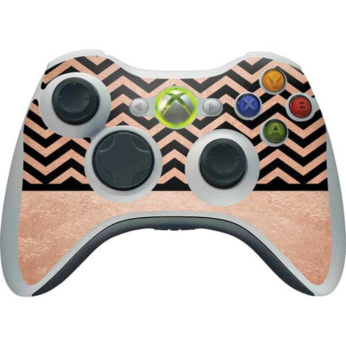 Rose Gold Chevron Split Xbox 360 Wireless Controller Skin