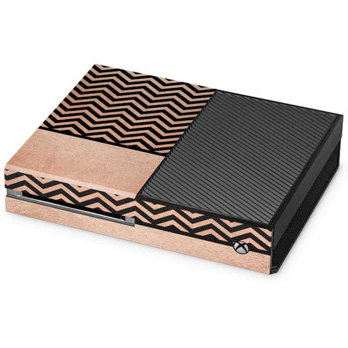 Rose Gold Chevron Split Xbox One Console Skin