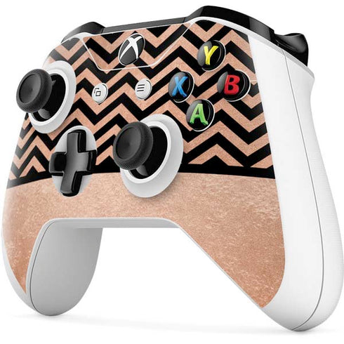 Rose Gold Chevron Split Xbox One S All-Digital Edition Bundle Skin