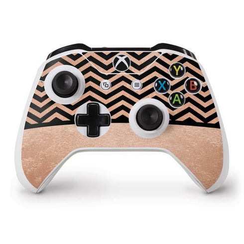 Rose Gold Chevron Split Xbox One S Controller Skin