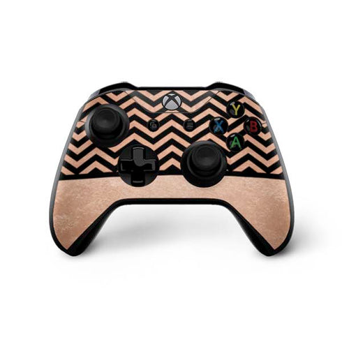 Rose Gold Chevron Split Xbox One X Controller Skin