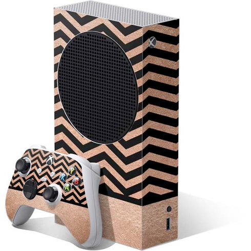 Rose Gold Chevron Split Xbox Series S Bundle Skin