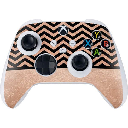 Rose Gold Chevron Split Xbox Series S Controller Skin