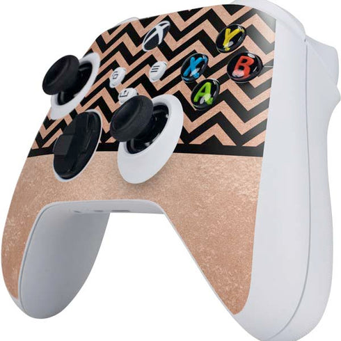 Rose Gold Chevron Split Xbox Series S Controller Skin