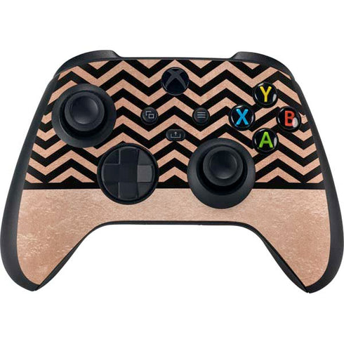 Rose Gold Chevron Split Xbox Series X Controller Skin