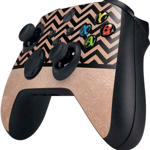 Rose Gold Chevron Split Xbox Series X Controller Skin