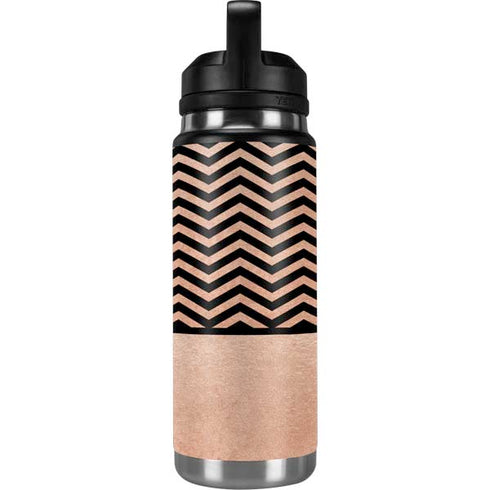 Rose Gold Chevron Split YETI Rambler 26oz Bottle Skin