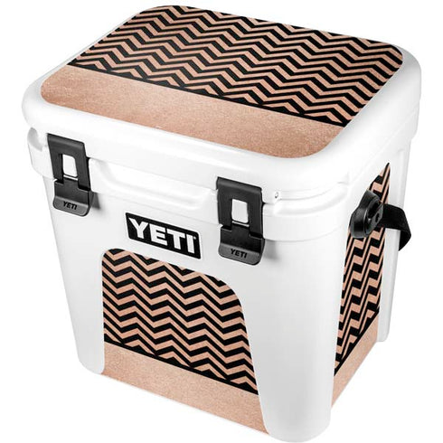 Rose Gold Chevron Split YETI Roadie 24 Hard Cooler Skin