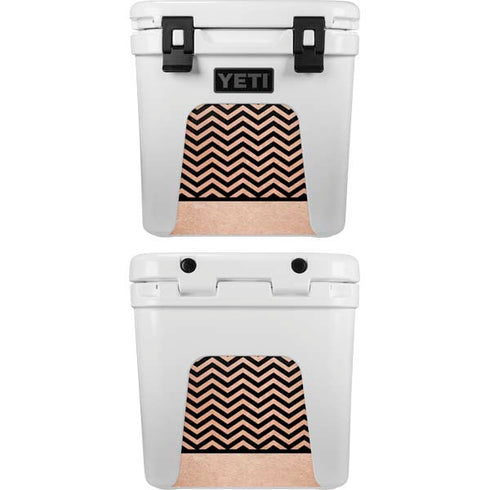 Rose Gold Chevron Split YETI Roadie 24 Hard Cooler Skin