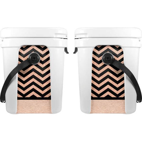Rose Gold Chevron Split YETI Roadie 24 Hard Cooler Skin