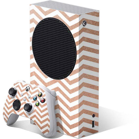 Rose Gold Chevron Xbox Series S Bundle Skin