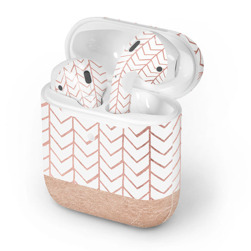Rose Gold Herringbone Apple AirPods 2 Skin